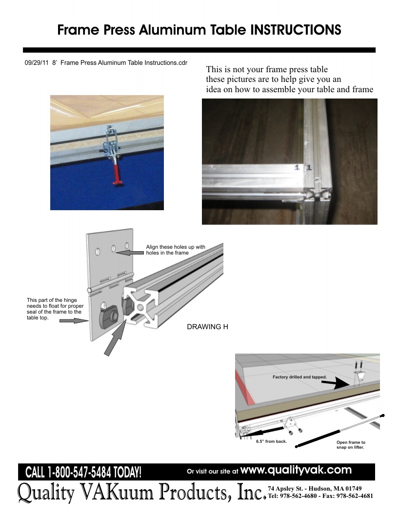 INSTRUCTIONS FOR ASSemBLING THE VAKUUM FRAME PRESS. Page 4