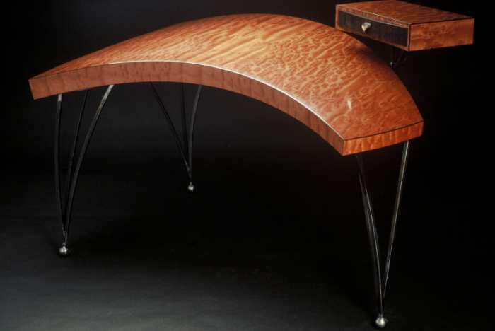 Veneered curved desk by bill bancroft